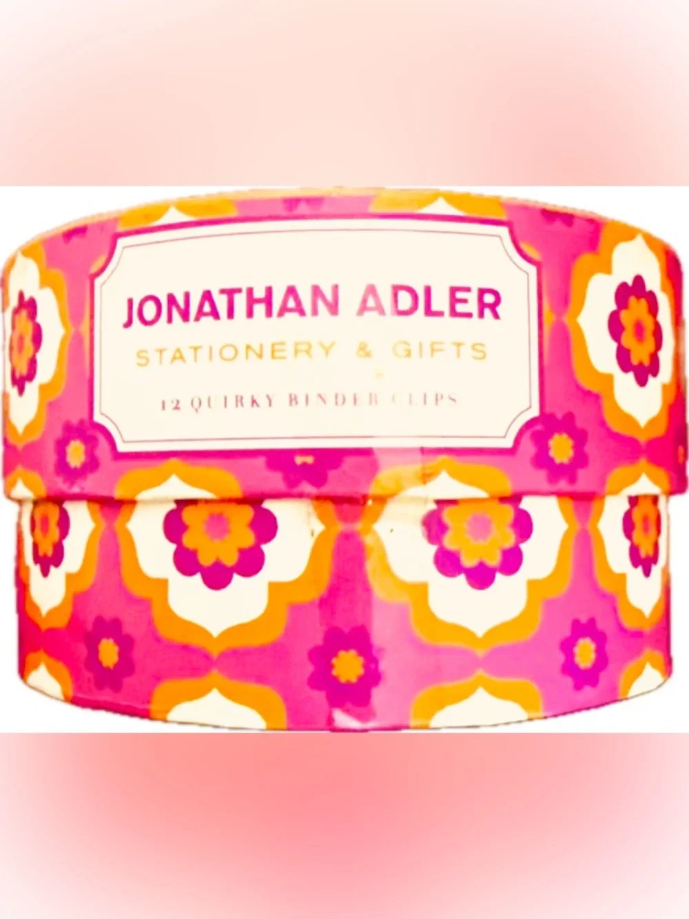 NEW Jonathan Adler Designer Limited Edition Floral Tin Box & Binder Clips Set